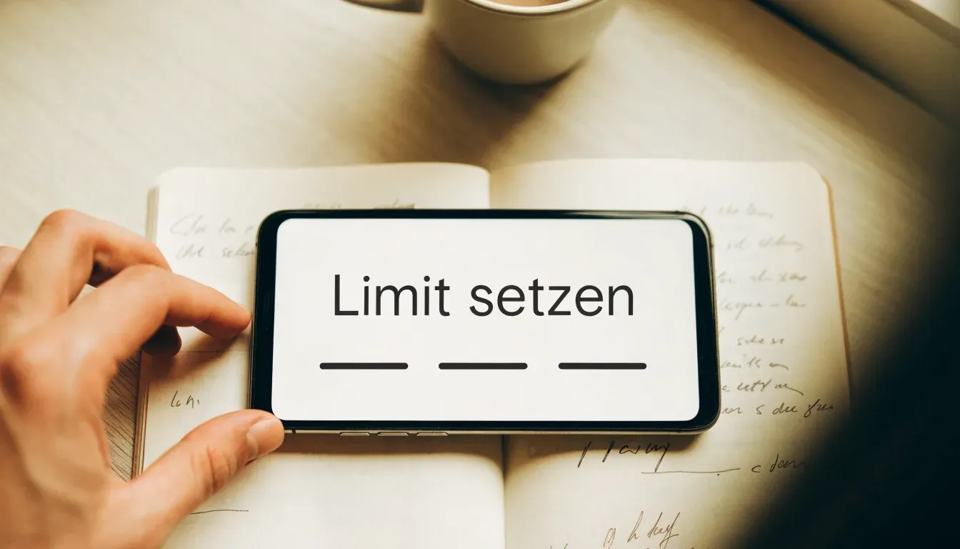Eine Person von hinten auf einem Waldweg, die langsam zwischen hohen Tannen geht.