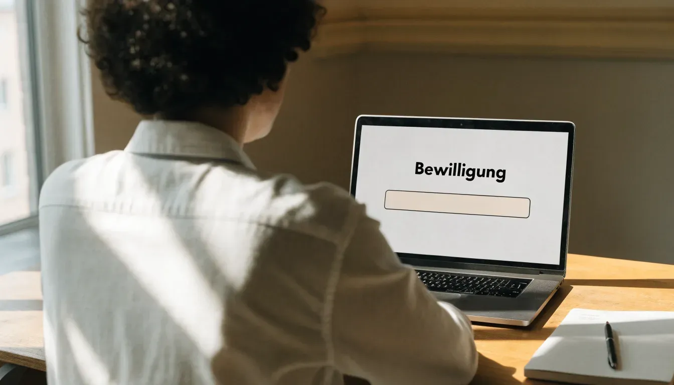 Eine alte Holzbrücke führt über einen Bergbach im Morgenlicht, Tannen säumen das Ufer