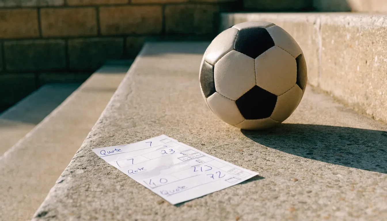 Ein Paar abgetragene Fussballschuhe steht neben einer Wasserflasche auf einer Treppenstufe im Sonnenlicht.